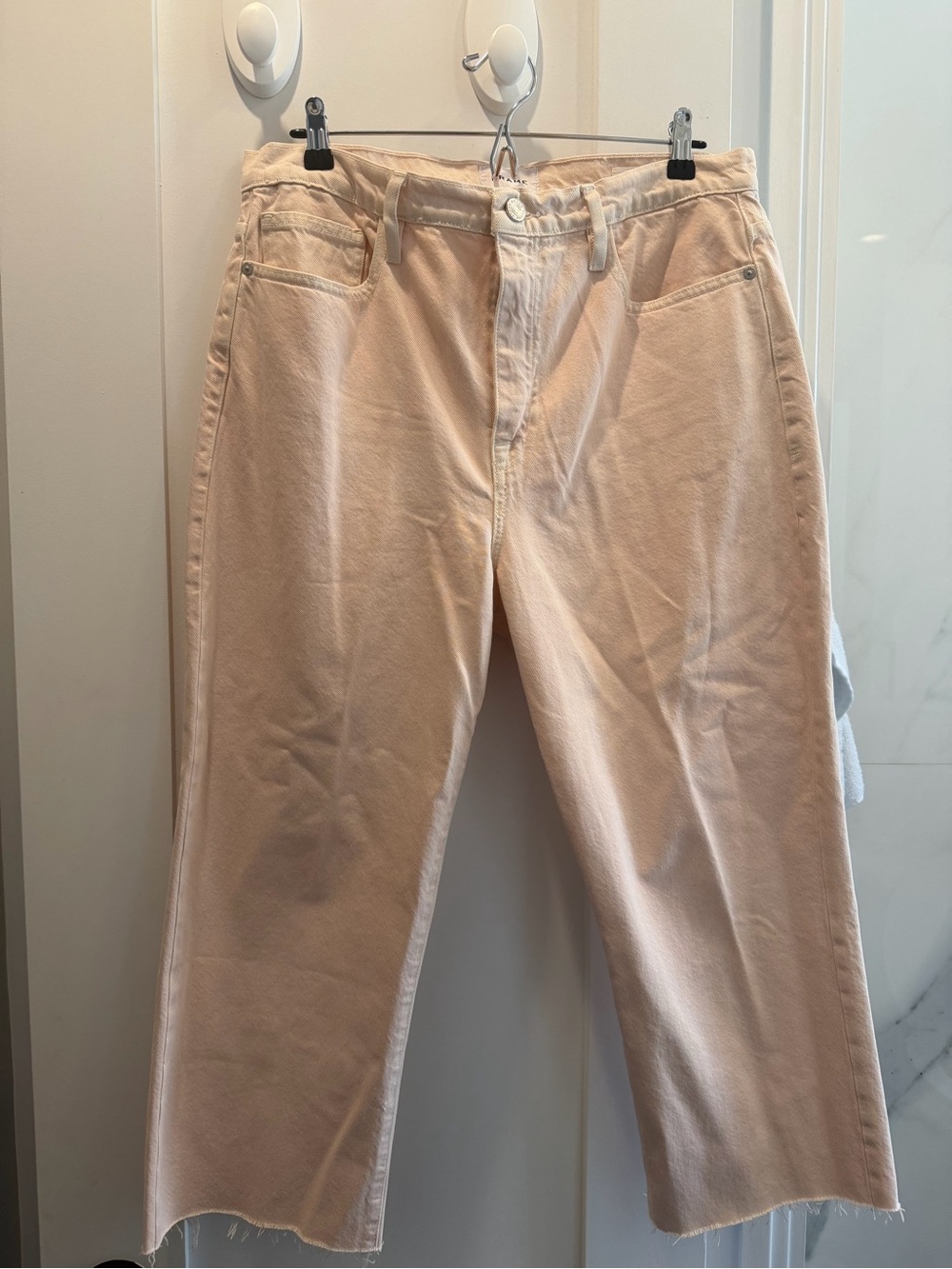 Frame Denim Straight-Leg Jeans in Pale Peach